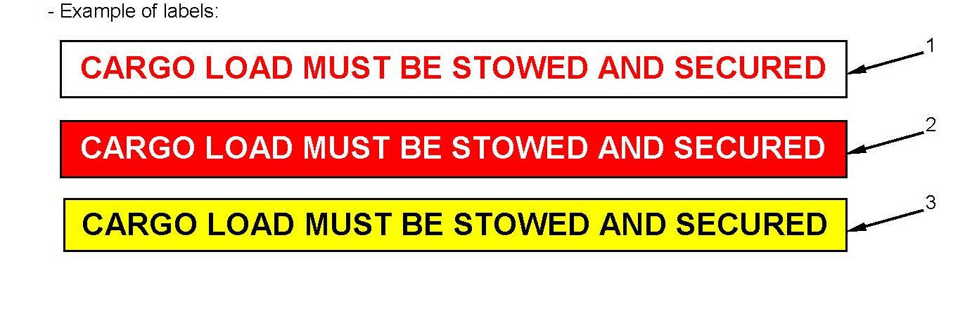 Calcomanías para puertas de carga traseras ASB No. AS350-52.00.55